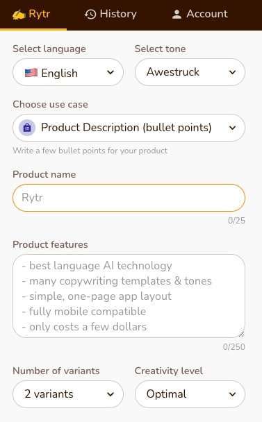 Product Description Bullet Points
