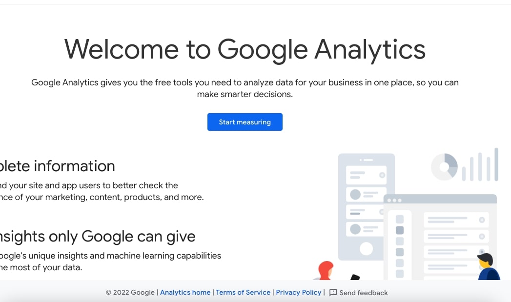 Sign up to Google Analytics